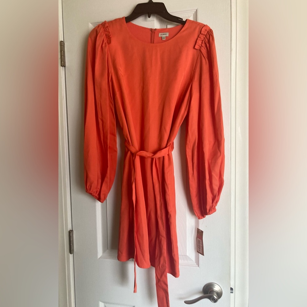 NWT Cremieux Beck Belted Shift Dress Coral Sz S Small